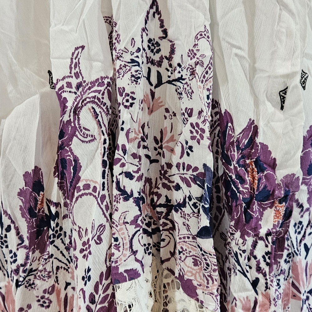 Free People Who's Sorry Now Printed Mini Slip Dress Sleeveless Lace Ivory XS NWT - Picture 11 of 16